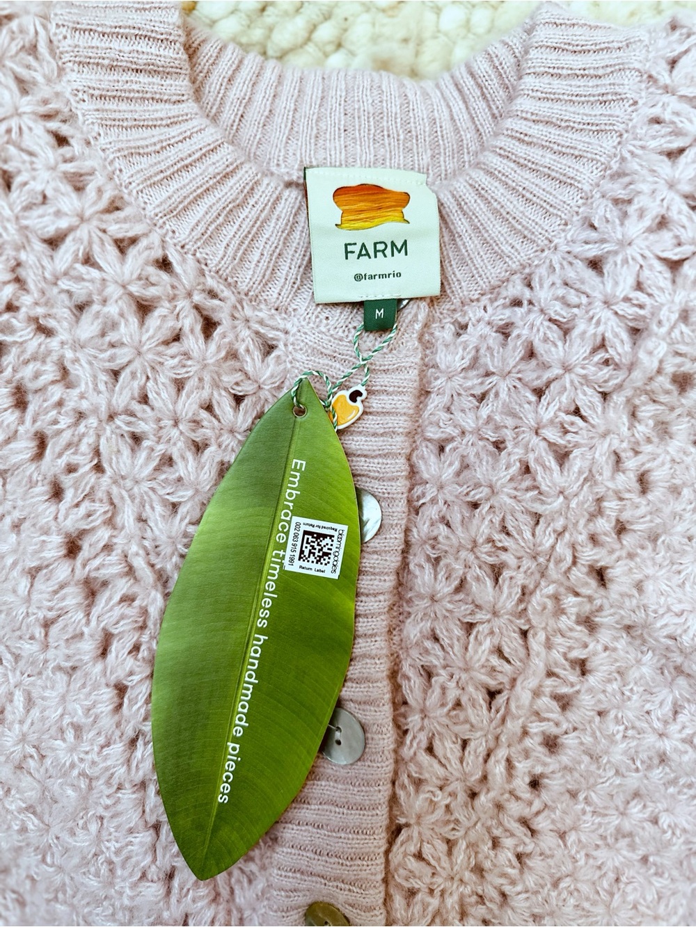 FARM Rio Pink Ruffle Knit Cardigan Size M Brand new with tag - Picture 3 of 4